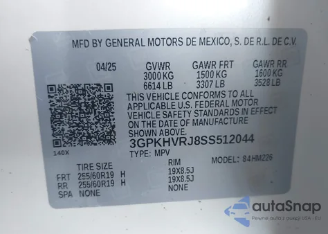 2025 Honda Prologue z USA, uszkodzony, nr VIN 3GPJHVRJ8S5120440